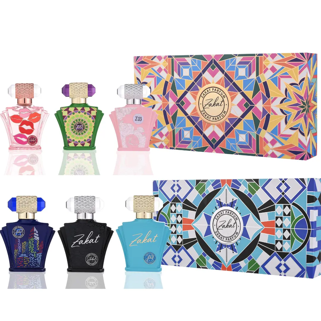 BLUE ZAKAT 3 PIECE GIFT SET (Z6, Z7, Z9) 30ML PERFUME FOR MEN + PINK zakat 3-piece gift set (Z19, Z25, Z40) for women -- 2 PIECE GIFT SETS, Fragrance Gift Set, Parfum Gift Set