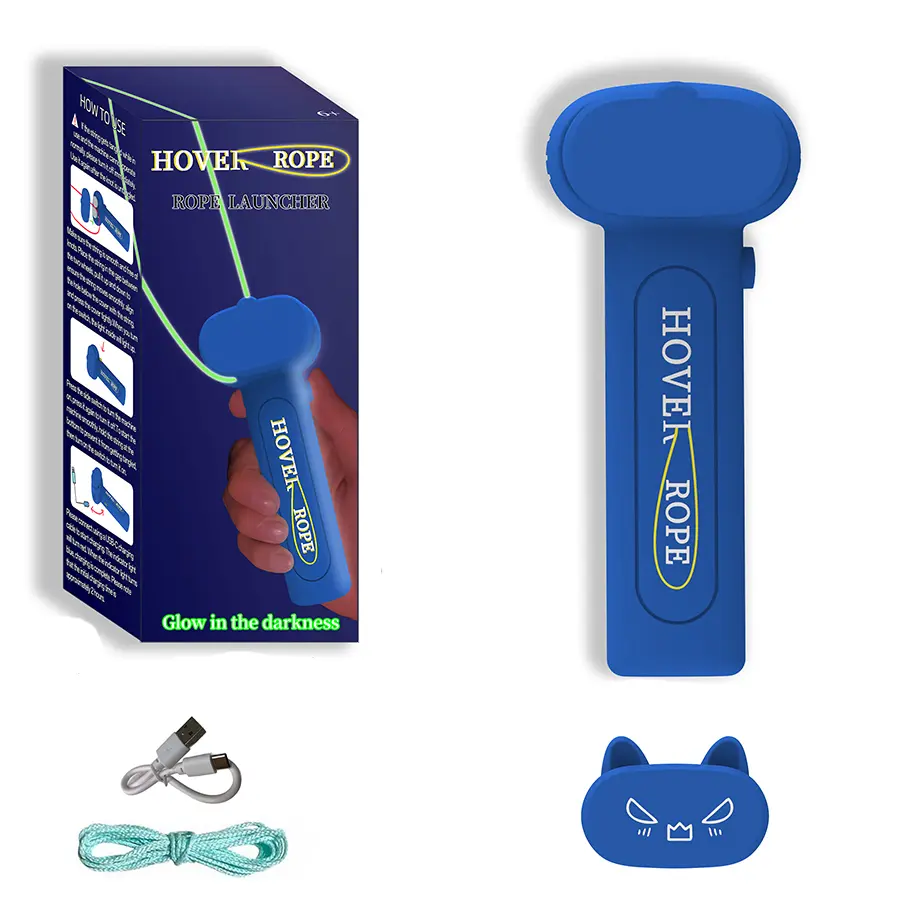 Handheld Rechargeable Glow-in-the-Dark Light-Up Rope Spinner Toy with Stunt Launcher - PVC-Free Unisex Engaging Science & Tech Toy for 3-12 Years Kids, Halloween Fun for Everyone, Children Development Favors