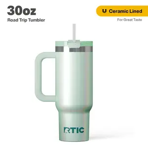 RTIC 30 oz Ceramic Lined Road Trip Tumbler, Leak-Resistant Straw Lid