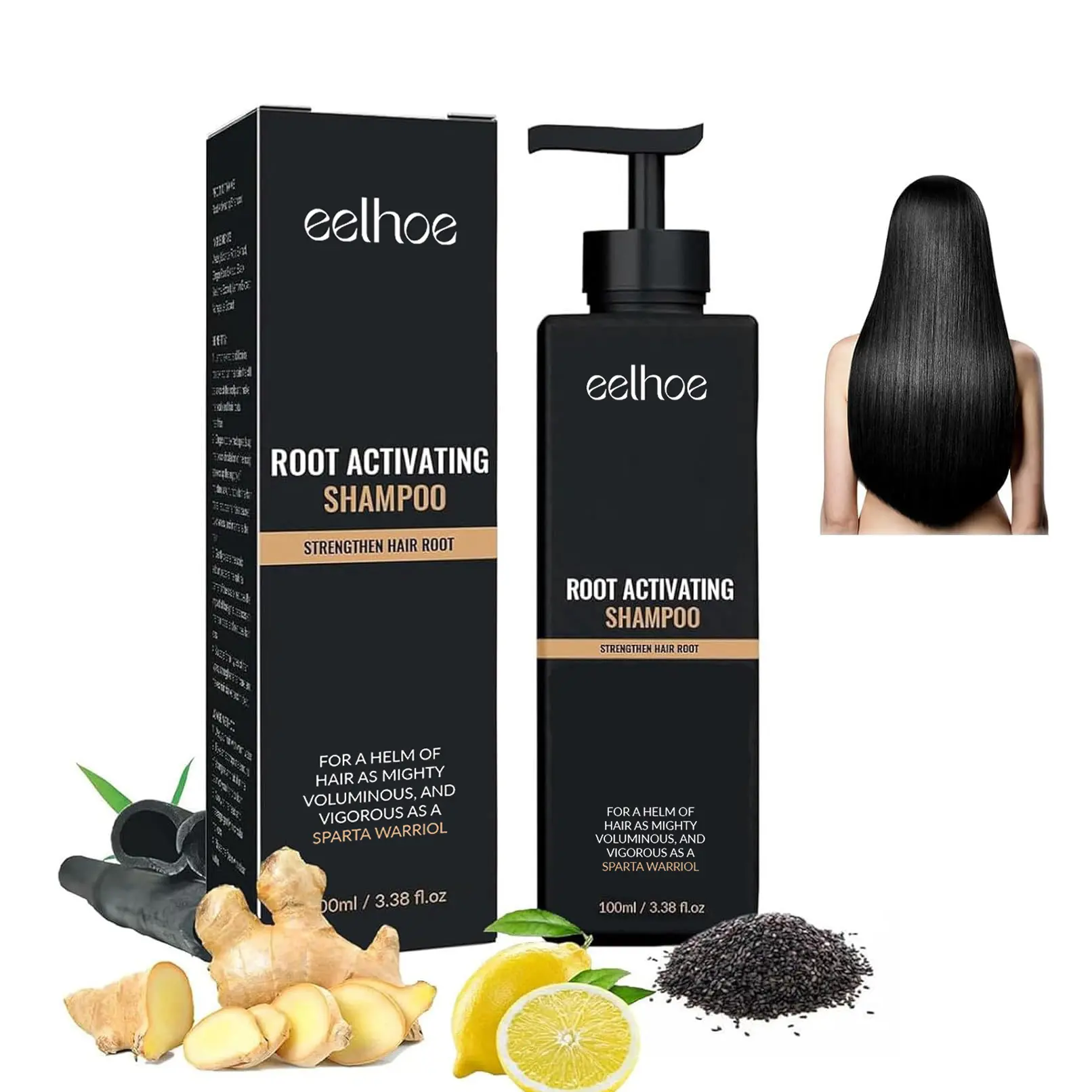 Root Activator Shampoo with Ginger & Black Sesame, Strengthening Formula for Daily Scalp Care, All Hair Types, for Men & Women - 100ml, Haircare