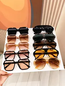 10 Pairs Large Frame Women Sunglasses, Retro Simple Fashion Shades, Unisex Outdoor Party Vacation Travel Driving Fishing Decor Gift