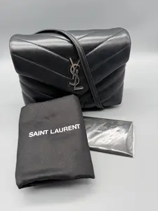 Pre-owned Yves Saint Laurent Calfskin Leather Crossbody Bags YSL Saint Laurent LouLou Toy Bag Black Calfskin