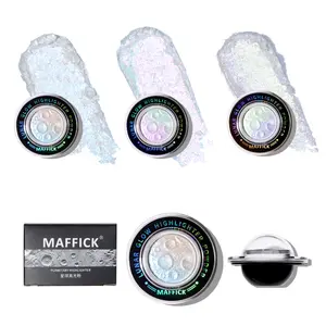 Maffick 3D Planet Highlighter 3Pc-Set, Long Lasting Body Glitter Highlighter Powder, High-gloss Sparkling Makeup Product Cosmetic Bronzer Radiant