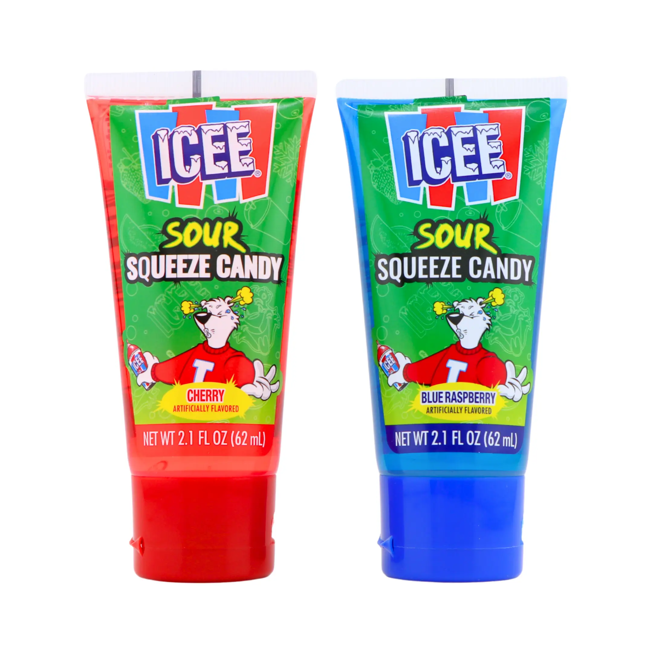 ICEE Sour Squeeze Candy Tube, Cherry or Blue Raspberry Flavor, 1 Squeeze Tube Extreme Sour Treats