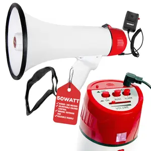 5 Core Megaphone 50W Bull Horn PA Speaker w 300M Range Loud Siren Voice Amplifier Portable