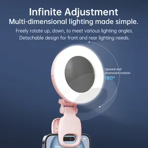 Portable Mini Clip-on Fill Light, LED Fill Light Selfie Light, USB Rechargeable Fill Light for Mobile Phones & Computers, Makeup, Zoom Conference, Live Streaming, Vlog, 180°InfiniteAdiustment Cell Phone Light