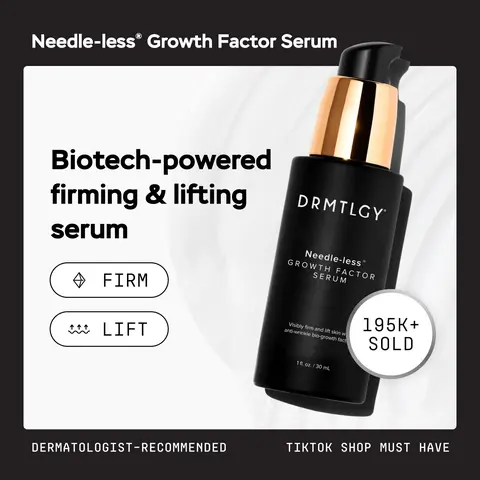 DRMTLGY Needle-less Growth Factor Serum, 1 fl oz. Lifts, Firms, & Smooths Deep Wrinkles with Vegan Growth Factor Peptides, Ceramides, & Hyaluronic Acid.