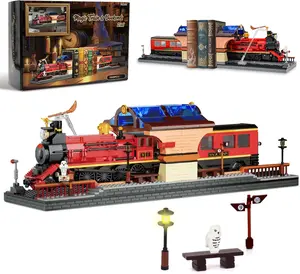 2in1 Harry Magic Train & Bookends Building Set, Valentine's Day gifts Home Decorative Building Block Toy, Ideal Collectible & Display Building Toys for Adults & Children,Cool Bookshelf Organizer & Home Decor 1068PCS  vdaygift