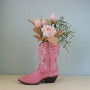 Western Cowboy Resin Vase, Retro Ranch Style Rectangular Flower Pot, Hydroponic Flower Arrangement, Rustic Centerpiece, Living Room Decor, Floral
