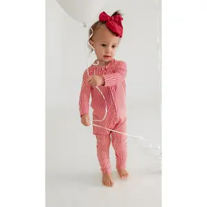 Infant Romper in Red Pin Stripes