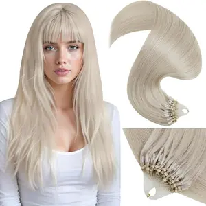 Christmas Gift LaaVoo Micro Hair Extensions Real Human Hair Micro Ring Extensions Natural Straight 14-24 Inch 56 Grams TikTokShopHolidayHaul