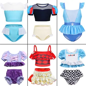 2 3 4 6 8 Yrs Girls Summer Swimming Clothing Bikini Two Pieces Set Princess Cosplay Beach Pool Costume Swimsuit Bathing Outfit