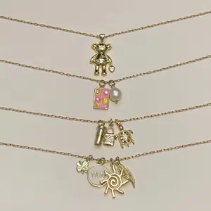 Custom Charm Necklace - Micro Paperclip Chain - 18k Gold plated
