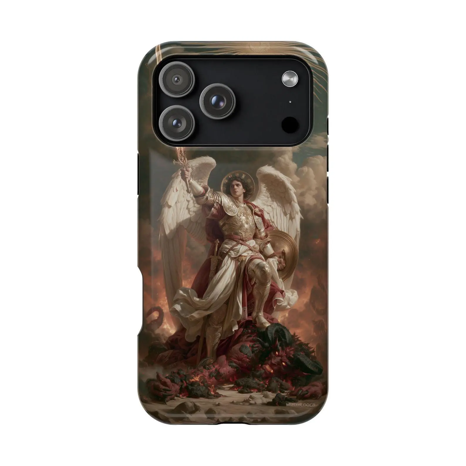 Victorious St. Michael Archangel Satan Lucifer Phone Case: iPhone 17 17e 16 15 14 13 12 Pro Max Air | Galaxy S26 | MagSafe Wireless Charging