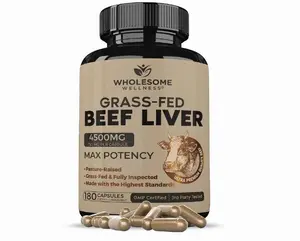 Grass Fed Desiccated Beef Liver Capsules (180 Pills, 750mg Each) - Natural Iron, Vitamin A, B12 for Energy - Humanely Pasture Raised in New Zealand