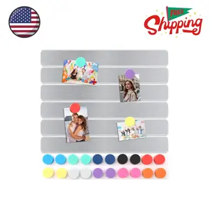 6Pcs Magnetic Strip, Metal Magnet Board with 20 pcs Colorful Magnet