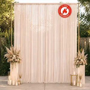 Chiffon Backdrop Curtain Panel 10ft x 12ft – Blush Durable Flame Resistant Sheer Draping Fabric with Rod Pocket