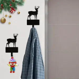 1pc Christmas Deer Metal Key Holder Hook - Wall-Mounted for Christmas Decor, Bathroom Towels, and Scene Enhancement