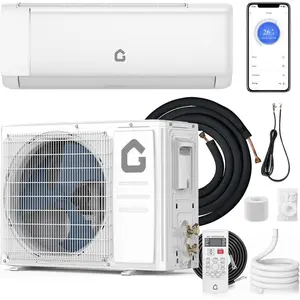 9000 BTU Mini Split Central Air Conditioner and Heater - 20 SEER2 Ductless Wall-Mounted AC Unit with Inverter Heat Pump - Quiet Operation, WiFi Ready, Remote Control, Installation Kit - Cools & Heats Up to 450 Sq.ft - For Home, Bedroom, Living Room, Wall