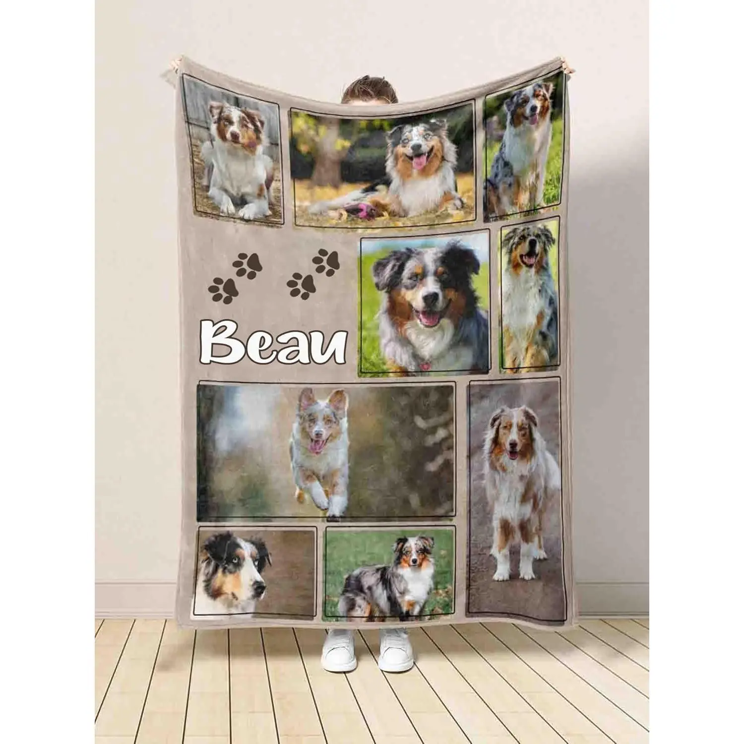 IZI POD Custom Photo Print Dog Blanket - Personalized with Custom Name, Soft Fabric, Everyday Bedding Linens, Blanket Throw