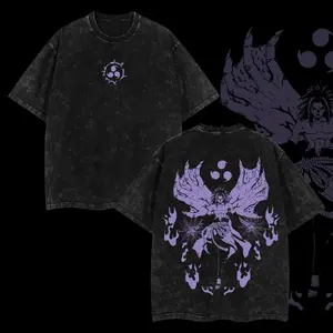 Slienttaku Anime - Sasuke Cursed Seal of Heaven T-Shirt – Naruto Shippuden Retro Vintage Unisex Oversized Anime Manga Tee, Acid Washed Lightweight Cotton, Aesthetic Anime Merch, Gift for Otakus & Weeaboos  Wash Heavyweight