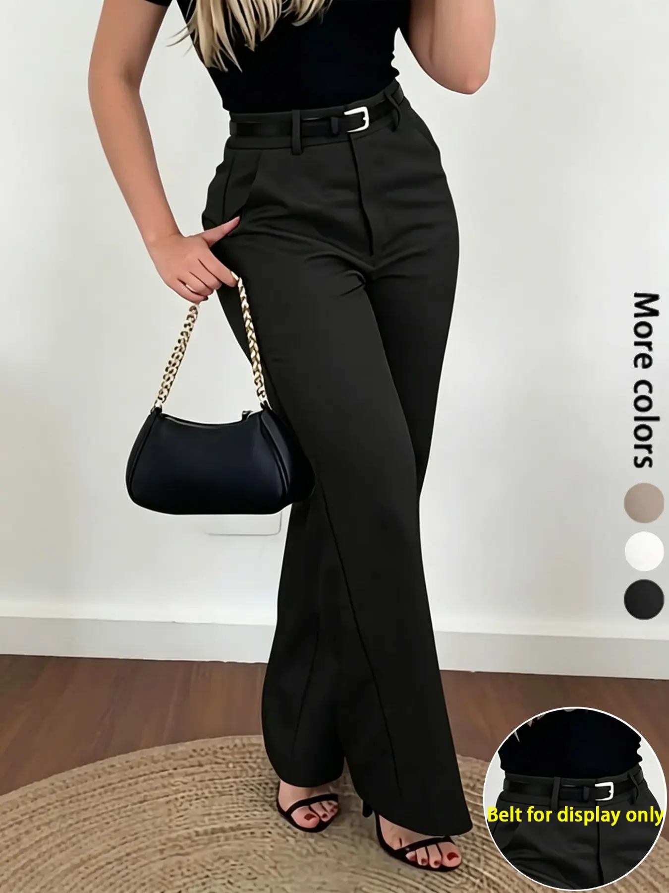 Women's Elegant Solid Color Straight Leg Casual Long Pants, Solid Pocket Pants, Casual Fashion Bottoms, Zipper Design, Loose Fit, High Waist, All Seasons, Womenswear
