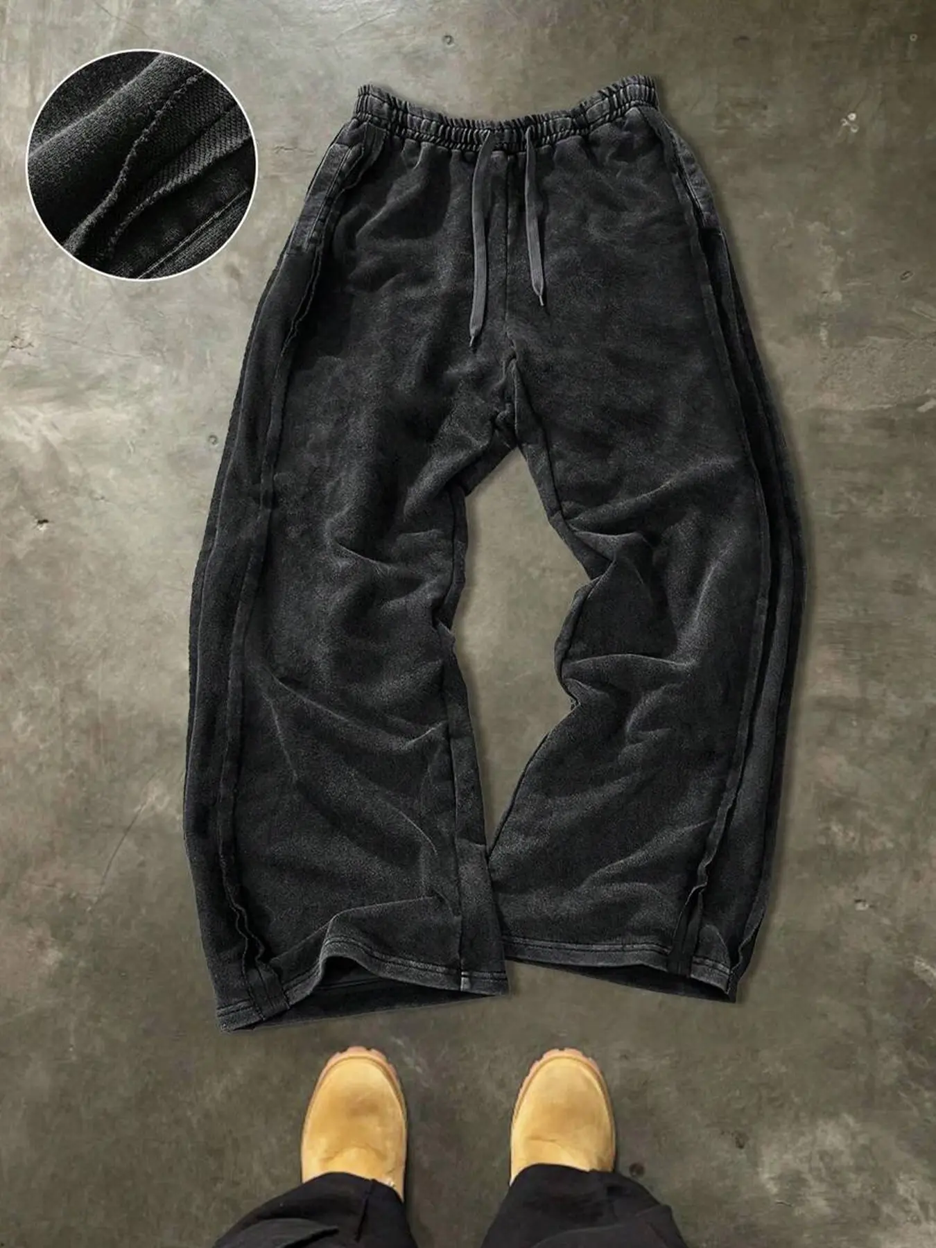 Men's Casual Sporty Long Pants, Side Faux Fur Patchwork, Comfortable and Stylish, Regular Fit, Fall & Winter Wear, Daily and Sports Use, Athleisure Style Bottoms
