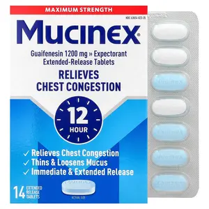 Mucinex 12 Hour Chest Congestion, Maximum Strength, 1,200 mg, 14 Extended-Release Bi-Layer Tablets | HSA/FSA Eligible