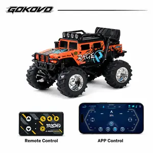 1/64 Mini RCMonster Truck, Metal Off-Road Vehicle withTrailer, 2.4GHz Remote Control All-TerrainCar, 3-Speed Adjustable, USB-CRechargeable, Desktop Play, Indoor OutdoorRacing Toy, Fun Valentine Birthday ChristmasGift for Kids Boys radio controlado