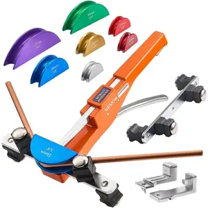 VEVOR Tubing Bender Kit, 1/4 to 7/8 Inch, Compact Ratcheting Tube Pipe Bender, Forward/Reverse Hand Bending Tool, with 7 Color Aluminium Alloy Dies, for Copper HVAC Air Conditioning RefrigerationVEVOR Super Brand Day
