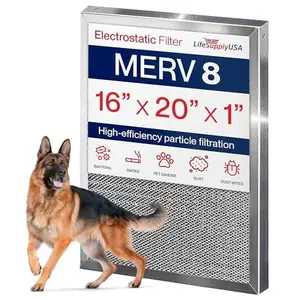 Electrostatic Air Filter, MERV 8, Washable, Reusable Furnace AC/HVAC Filter, Energy Saving, Easy to Clean, Long-Lasting by LifeSupplyUSA (Multiple Sizes)