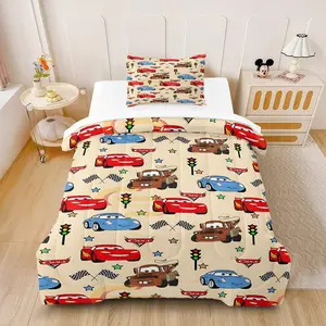 Cartoon racing full printed bedding set  (Including 1 Quilt And 1-2 Pillowcases),a playful and energetic children's bedding, thick, smooth and anti pilling, with multiple styles to choose from, is a comfortable bedding for children.