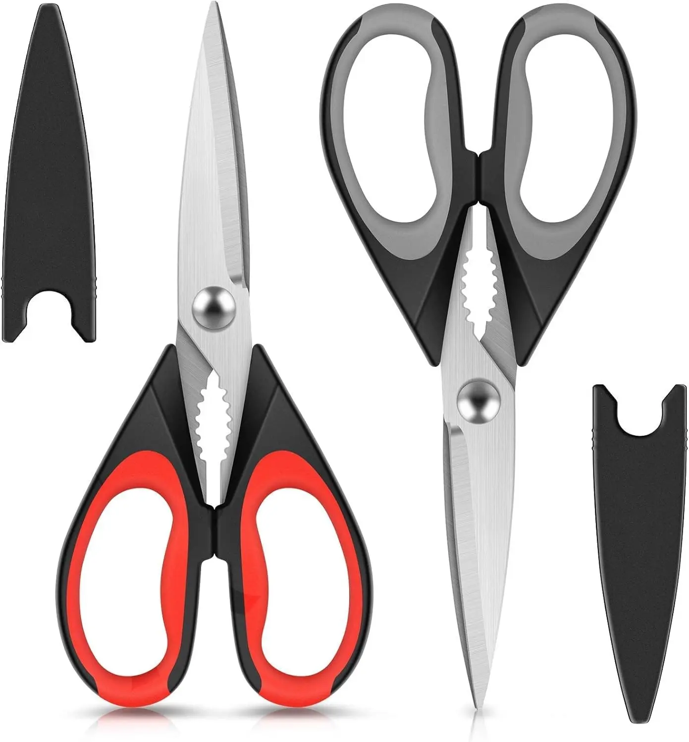 【Buy 1 Get 1 Free】Kitchen Scissors All Purpose Heavy Duty 2 Pack with Protective Sheath, Stainless Steel Shears Kitchen Utensils Set for Cutting Food Cooking Meat Poultry Dishwasher Safe Soft Comfort-Grip