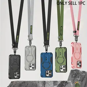 Multifunctional Anti-fall Phone Case with Lanyard, Phone Strap Holder, Invisible Bracket & Magnetic Support Wireless Charging Phone Case, Phone Accessories for Outdoor Adventure