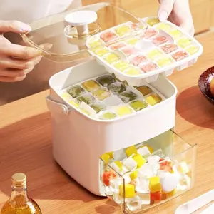 Food-Grade Ice Cube Mold, Large Capacity Refrigerator Ice Tray, Press-Type Ice Maker, Dustproof Seal, Anti-Taste Cross Contamination, Home & Outdoor Use