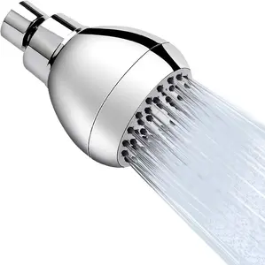 High Pressure Shower Head 3 Inches Chrome Anti-clog Anti-leak Fixed Showerhead with Adjustable Swivel Brass Ball Joint for Relaxing and Comfortable Shower Experience