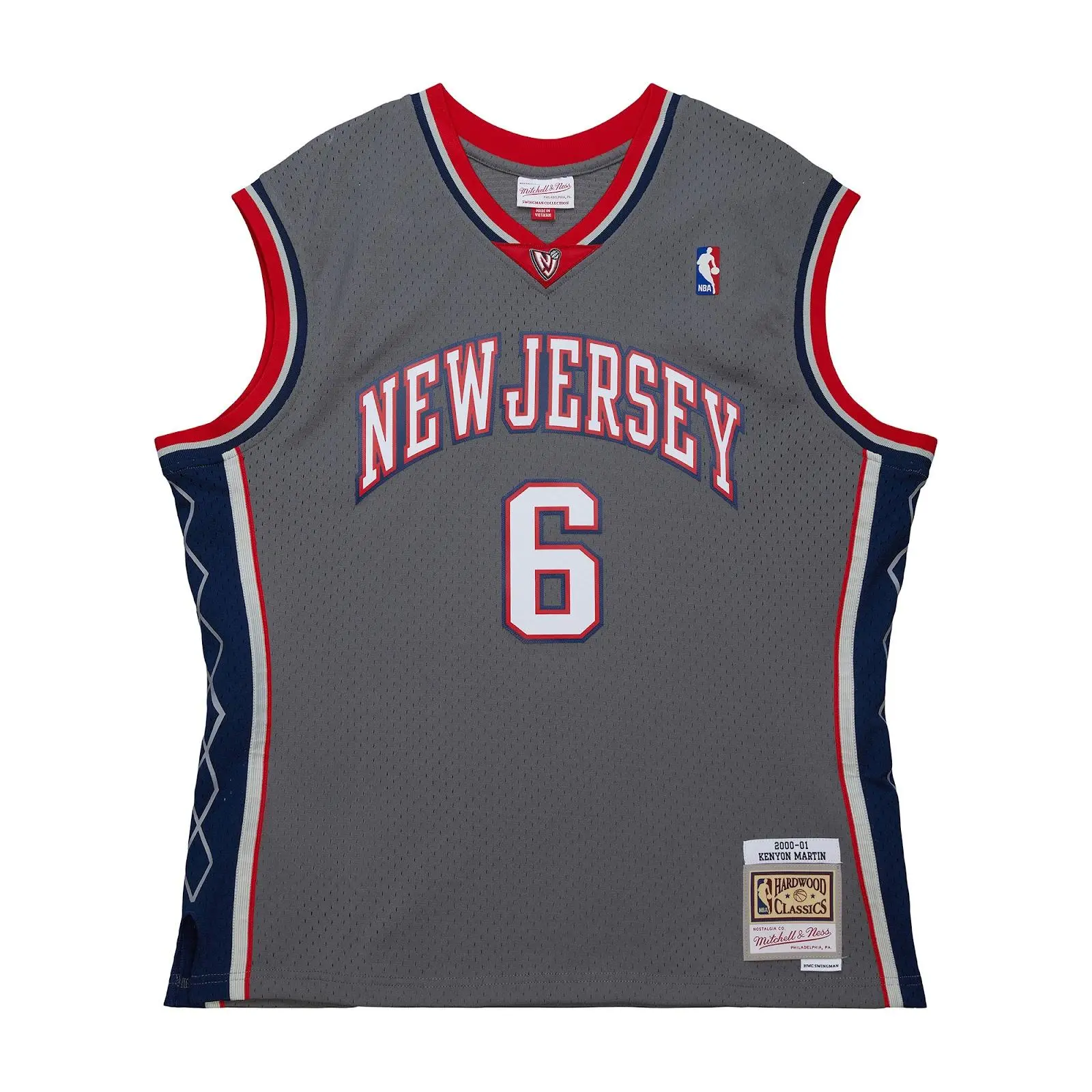 Kenyon Martin New Jersey Nets 2000-01 Gray Swingman Jersey NBA Throwback Basketball Hardwood Classics Fan Gear Mitchell & Ness