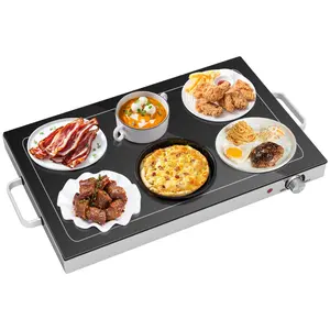 HOMCOM Electric Warming Tray with Adjustable Temperature, Food Warmer with Cool-Touch Handles and Non-Slip Feet for Parties, Buffets, Gatherings, 22" W x 14" Surface, Black
