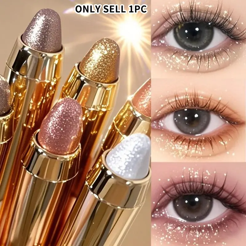 Long-lasting long-lasting shining eyeshadow pen, single-pack waterproof glitter and matte eyeshadow pen, high saturation eyeshadow stick, colorful eye makeup products, perfect eye makeup, beauty supplies, Glitter Shimmer Eyeshadow