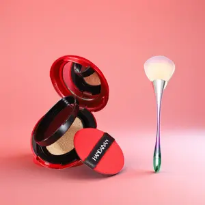 Cushion Foundation Liquid, Full Coverage, Natural Finish, Matte Effect, Long-Lasting, Mario Cosmetics, Includes Random Color Brush