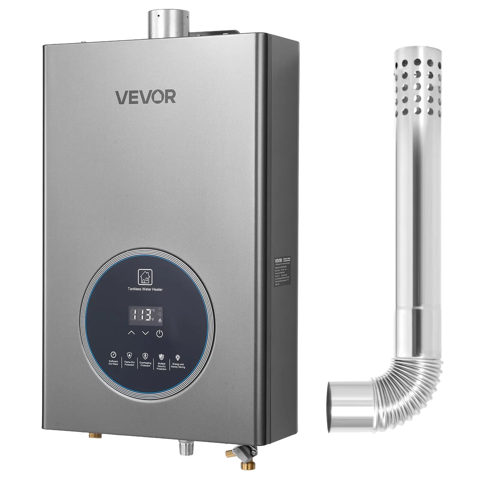 VEVOR Gas Tankless Water Heater, 4.3Gal Indoor 100000 BTU Instant Hot Water Heater, Smart Temperature Control & Clear LED Display & Multiple Security Protections for Whole House,Silver GraySummervibes