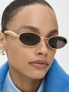 New Oval Small Frame Sunglasses, Fashionable Metal Shades, Style, High-End Look, 1pc Sun Glasses