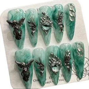 S24 Cool Wear Nail Color Bright Luster Long Lasting Formula Wipe Cutics Cosmetic Press On Nails Easy Application Middle Length 40g