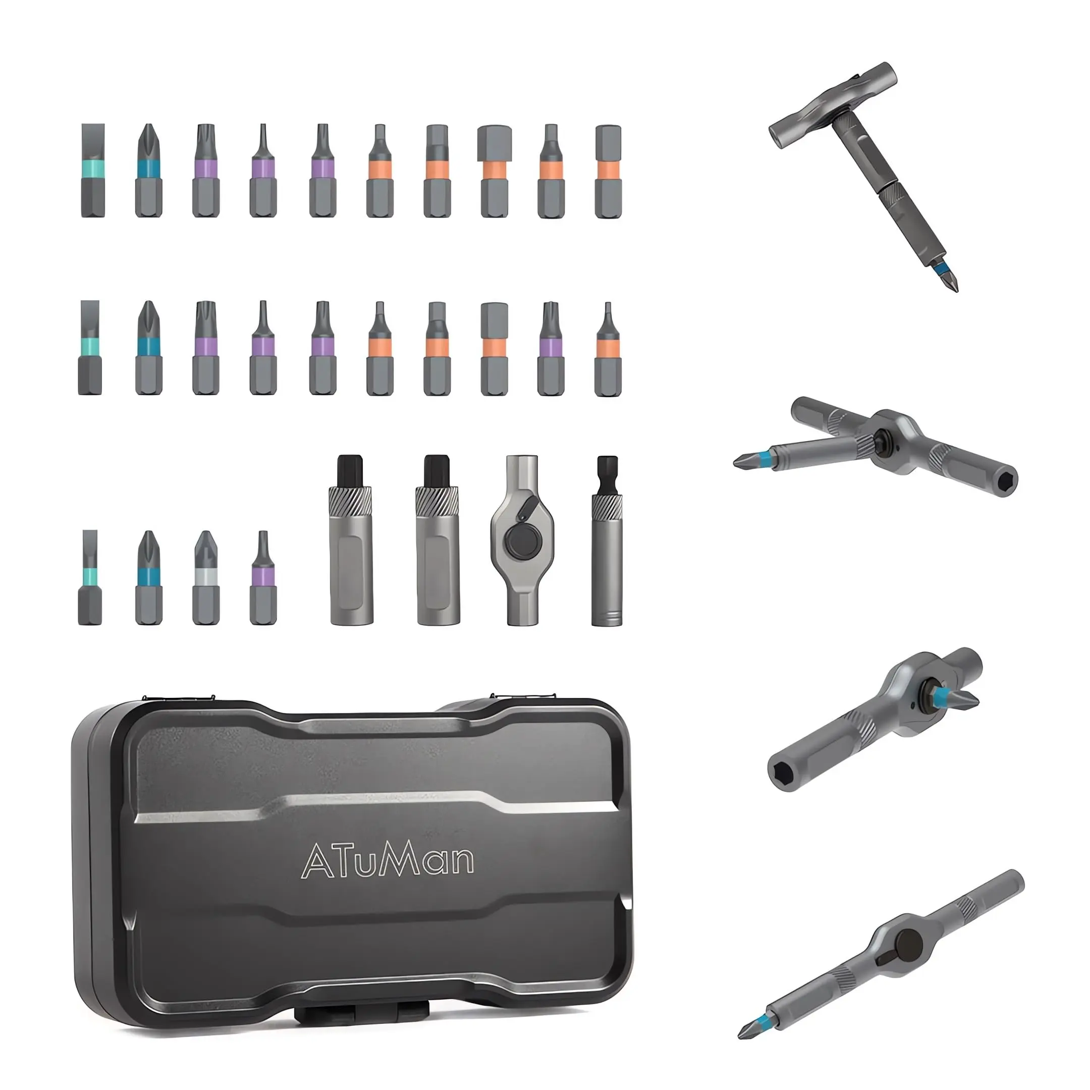 24 in 1 Ratchet Screwdriver Set with Detachable Handle, S2 Alloy Steel Precision Bits, Magnetic Ratcheting Screwdriver with Case for Bicycle, Computer, Electronics Repair, Ideal for Home, DIY