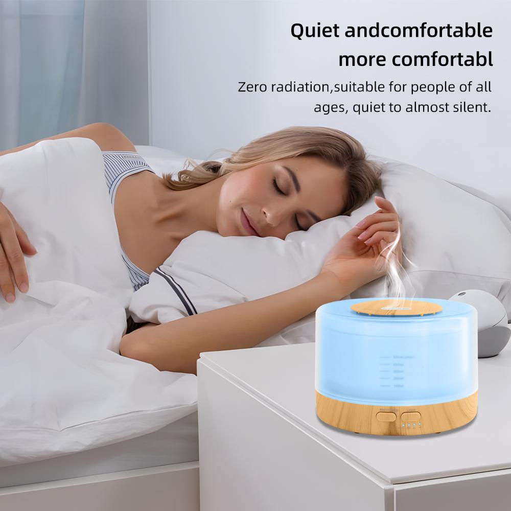 Wood Grain Essential Oil Diffuser and Humidifier (500ml x2) with Remote  Ultrasonic Cool Mist Diffuser, 7 Color LED Lights, Includes 12 Bottles of Essential Oils - Aromatherapy for Home & Office