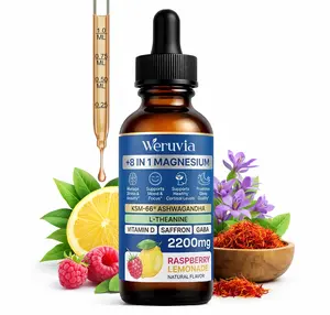 Magnesium Drops 2200mg + Ashwagandha & L-Theanine | Raspberry Lemon Flavor | Daily Wellness Support  2（+
