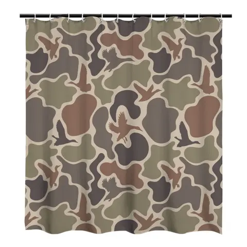 Vintage Duck Camo shower curtain Retro Hunting Style Camouflage Design Bath Curtain for hunters Bathroom Home Decor with Hooks Birthday Hhousewarming Gift