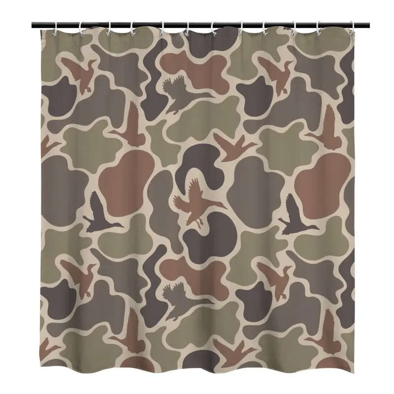 Vintage Duck Camo shower curtain Retro Hunting Style Camouflage Design Bath Curtain for hunters Bathroom Home Decor with Hooks Birthday Hhousewarming Gift