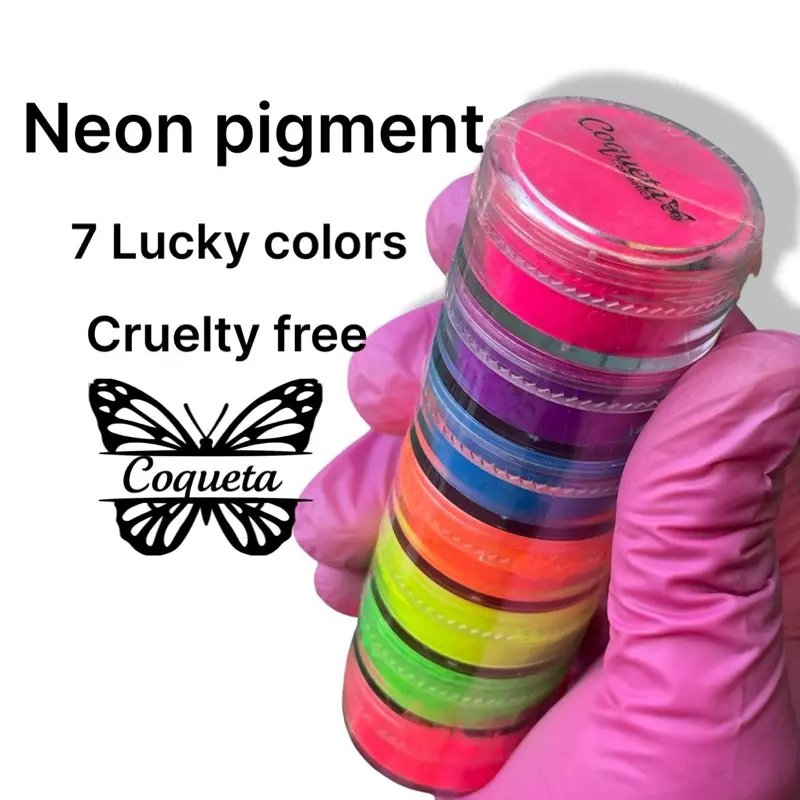 Cogeta Neon Pigment Eyeshadow Ow - 7 Lucky Colors, Cruelty Free, Makeup & Cosmetic, Ideal for Makeup Application