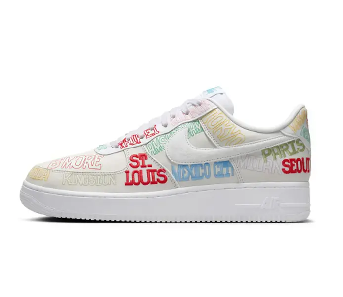 Unisex Off White Colorful City Letter Embroidery Low Top Fashion Walking Sneakers, All Day Comfort, Wide Feet Friendly, Lightweight Shock Absorbing. Breathable Non-Slip Retro Streetwear Campus Shoes For Teens. Brand New With Original Shoe Box